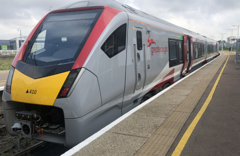 Greater Anglia train arriving at Great Yarmouth station